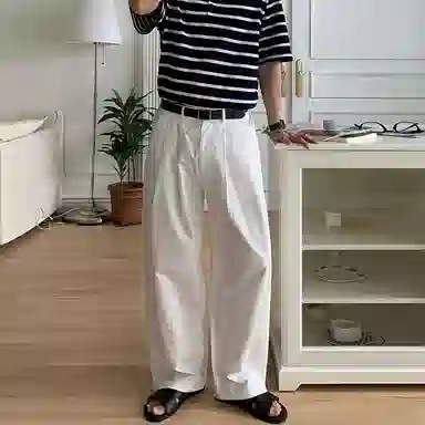 我是大卫 纯色简约垂坠感直筒宽松百搭休闲裤 男女同款