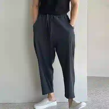 我是大卫 纯色抽绳小脚九分休闲裤 男女同款