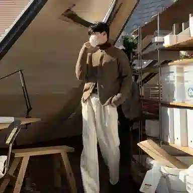 我是大卫 港风复古宽松慵懒感休闲外套开衫针织衫 男女同款