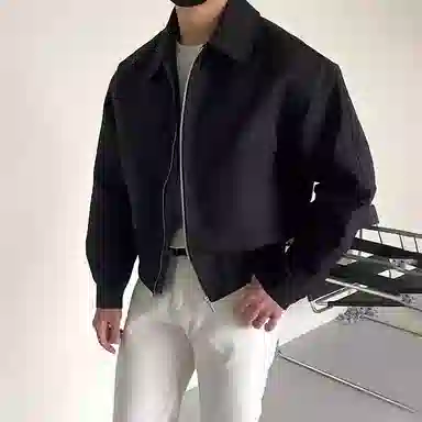 我是大卫 帅气百搭宽松休闲潮牌韩版棒球服夹克外套 男女同款 黑色