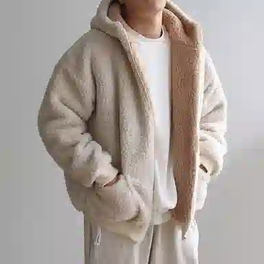 我是大卫 纯色短款羊羔绒拼色加厚保暖韩版休闲棉服 男女同款