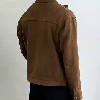 我是大卫 美拉德立领仿麂皮绒重磅复古港风痞帅拉链工装夹克外套 男女同款