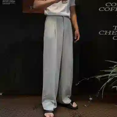 我是大卫 垂坠感速干直筒韩版简约宽松阔腿休闲裤 男女同款