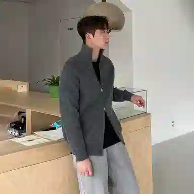 我是大卫 拉链立领美式休闲运动针织衫 男女同款