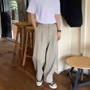 我是大卫 日系复古直筒宽松休闲裤 男女同款