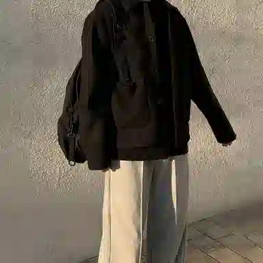 我是大卫 日系毛呢复古文艺风保暖厚款休闲外套夹克 男女同款