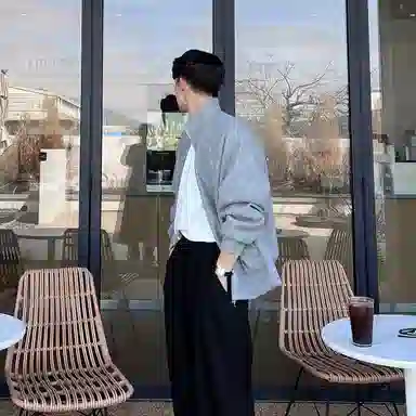 我是大卫 日系慵懒风立领宽松拉链长袖卫衣 男女同款 灰色