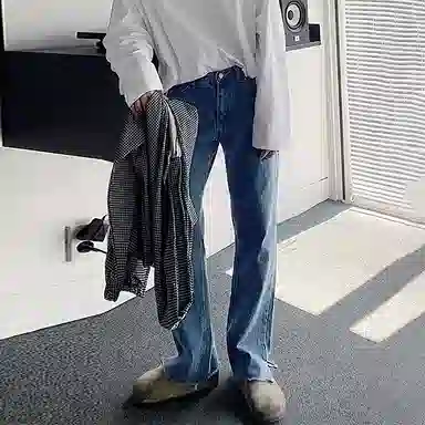 我是大卫 直筒宽松休闲牛仔裤 男女同款 蓝色