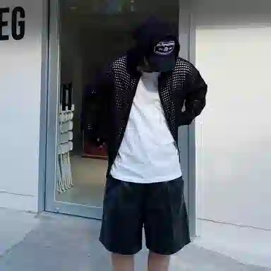 我是大卫 镂空透气休闲开衫设计感针织衫 男女同款 黑色