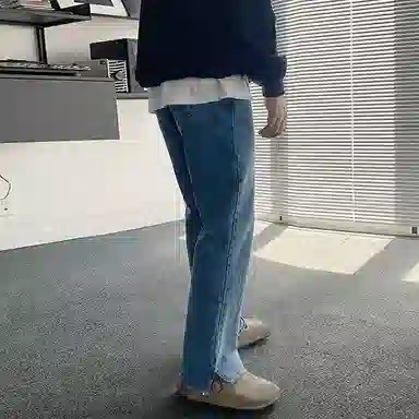 我是大卫 直筒宽松休闲牛仔裤 男女同款 蓝色