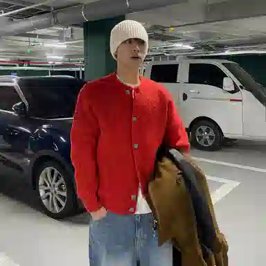 我是大卫 圆领开衫韩国小众高级感针织衫 男女同款