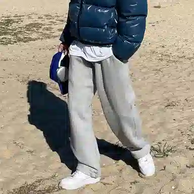 我是大卫 直筒纯色舒适休闲裤 男款 灰色