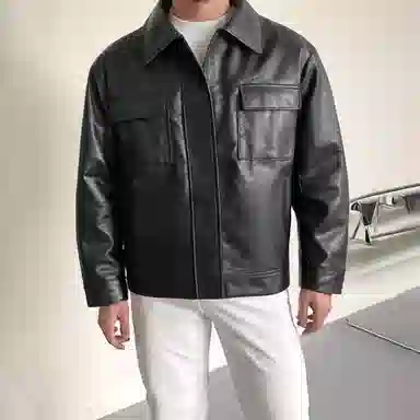 我是大卫 多口袋亮面立领复古简约工装飞行员夹克 男女同款