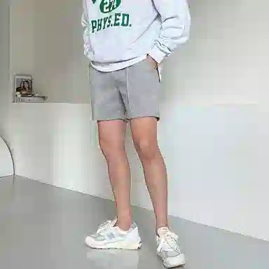 我是大卫 美式宽松运动卫裤薄款纯色百搭简约休闲短裤 男女同款 浅灰色