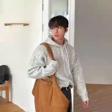 我是大卫 纯色慵懒风连帽韩版长袖针织衫 男女同款