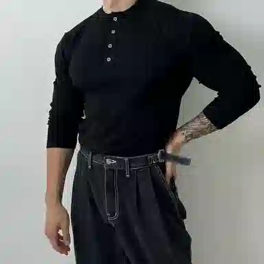 我是大卫 小众高级感韩系纯色设计感宽松套头炸街针织衫 男女同款