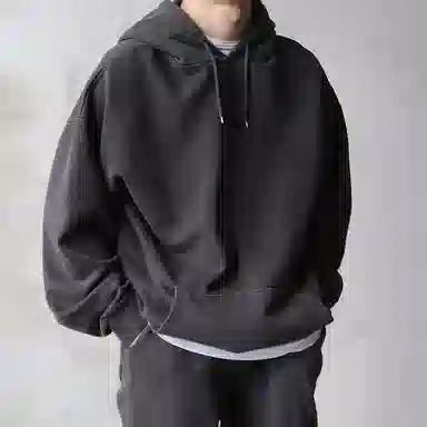 我是大卫 韩版纯色基础款纯棉连帽口袋慵懒风宽松卫衣 男女同款 深灰色