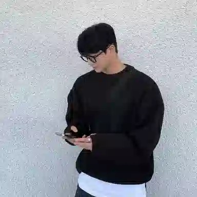 我是大卫 韩版基础款纯色休闲潮牌百搭圆领套头针织衫 男女同款