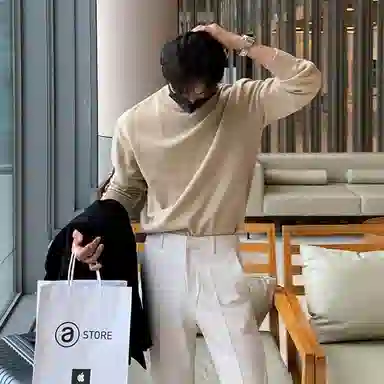 我是大卫 港风宽松慵懒风圆领纯色韩版打底针织衫 男女同款