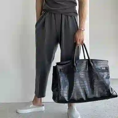 我是大卫 九分基础修身简约西裤直筒阔腿裤休闲裤 男女同款