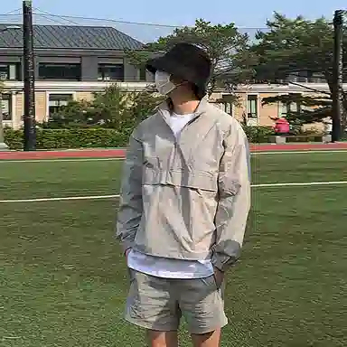 我是大卫 薄款纯色休闲百搭防晒半拉链夹克外套 男女同款