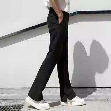 我是大卫 拖地开叉直筒宽松简约百搭阔腿裤西裤休闲裤 男女同款