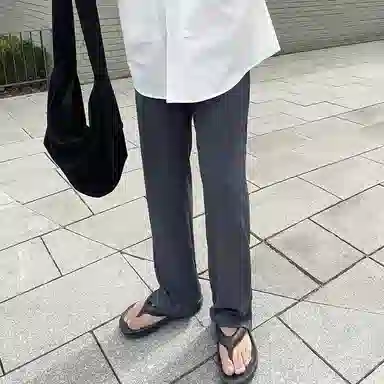 我是大卫 弹力直筒阔腿裤垂感开叉设计西裤休闲裤 男女同款