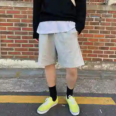 我是大卫 薄款运动篮球美式宽松五分休闲短裤 男款 浅灰色