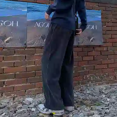 我是大卫 灯芯绒坠感宽松直筒休闲裤 男女同款