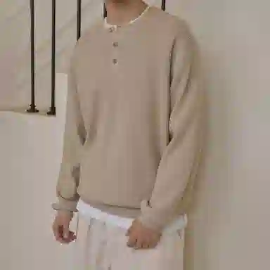 我是大卫 美式亨利领毛衣内搭打底衫休闲慵懒宽松潮流长袖针织衫 男女同款