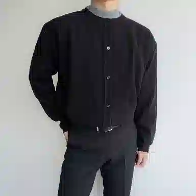 我是大卫 单排扣休闲纯色宽松开衫打底针织衫 男女同款