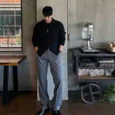 我是大卫 纹理感休闲百搭基础款翻领拉链开衫针织衫 男女同款