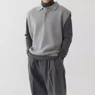 我是大卫 纯色无袖学院风马甲毛衣针织衫 男女同款