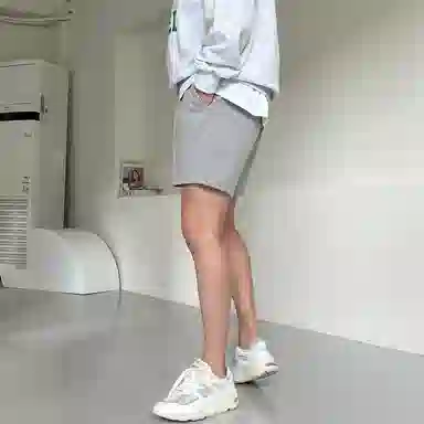 我是大卫 美式宽松运动卫裤薄款纯色百搭简约休闲短裤 男女同款 浅灰色