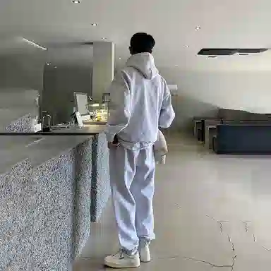 我是大卫 纯色连帽韩系宽松休闲卫衣套装 男女同款