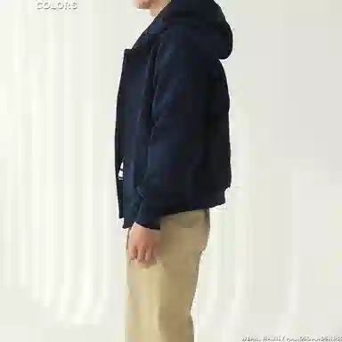 我是大卫 纯色开衫纽扣休闲宽松套头连帽卫衣 男女同款