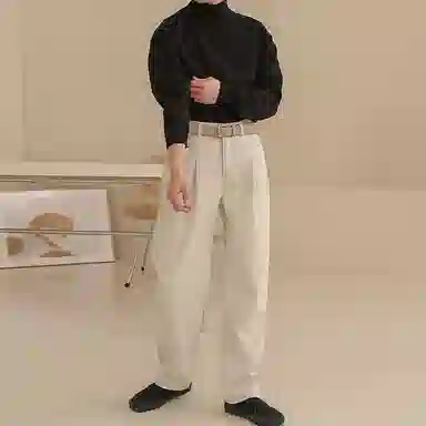 我是大卫 纯色高领宽松休闲百搭针织衫 男女同款