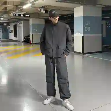 我是大卫 韩版个性立领高级感拉链多口袋宽松夹克 男女同款