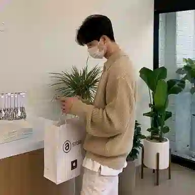 我是大卫 港风复古小众半拉链翻领设计感宽松套头针织衫 男女同款