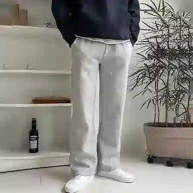 我是大卫 纯色简约保暖加厚阔腿宽松休闲裤 男女同款