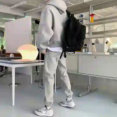 我是大卫 基础款纯色简约连帽休闲束脚裤卫衣套装 男女同款