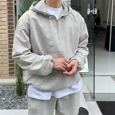 我是大卫 薄款半拉链休闲防晒连帽夹克外套 男女同款