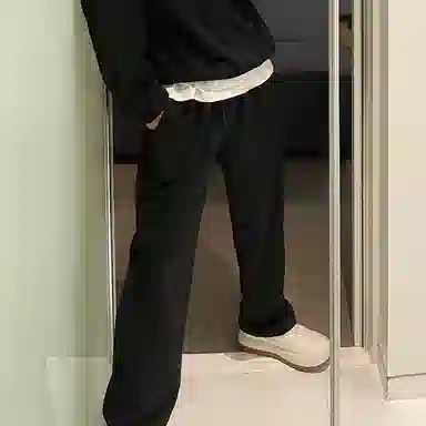 我是大卫 纯色直筒宽松中腰卫裤休闲裤 男女同款