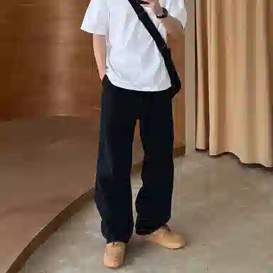 我是大卫 美式复古纯色直筒宽松休闲牛仔裤 男女同款 黑色