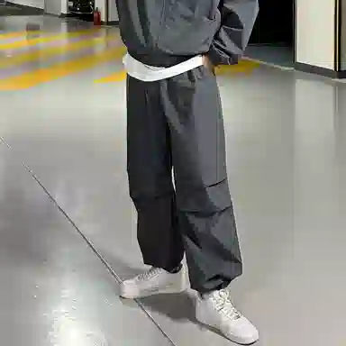 我是大卫 户外机能风百搭纯色美式复古阔腿宽松工装休闲裤 通用