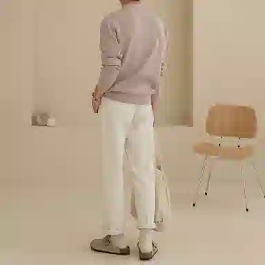 我是大卫 休闲简约纹理感基础款纯色落肩保暖针织衫 男女同款