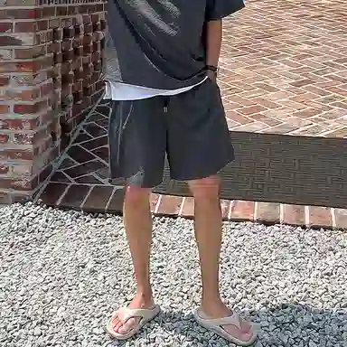 我是大卫 宽松百搭抽绳休闲短裤 男款 碳色