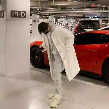 我是大卫 毛呢纯色中长款牛角扣韩版休闲外绒感外套 男女同款