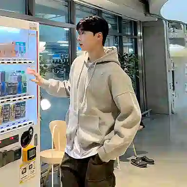 我是大卫 高级感连帽拉链开衫韩系氛围感穿搭卫衣 男女同款