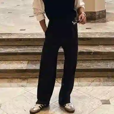 我是大卫 韩系宽松直筒双褶皱中腰商务百搭垂坠高级感休闲裤 男女同款